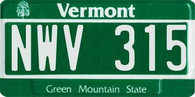 VT license plate NWV315