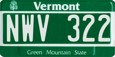 VT license plate NWV322