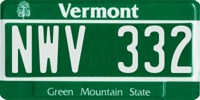 VT license plate NWV332