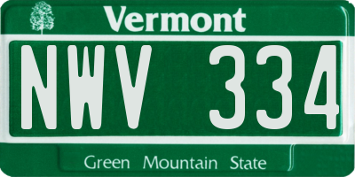 VT license plate NWV334