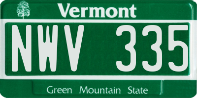 VT license plate NWV335