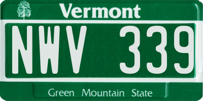 VT license plate NWV339