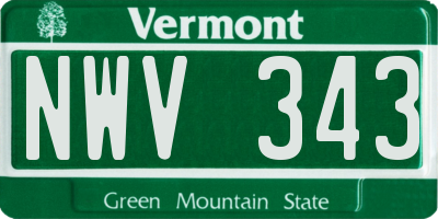 VT license plate NWV343