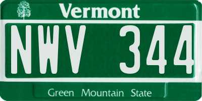 VT license plate NWV344