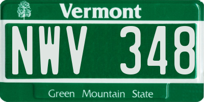 VT license plate NWV348
