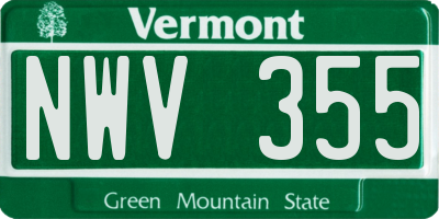 VT license plate NWV355