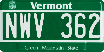 VT license plate NWV362