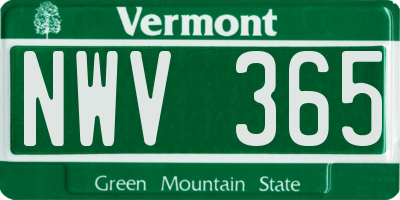 VT license plate NWV365
