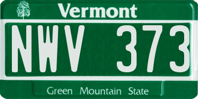VT license plate NWV373
