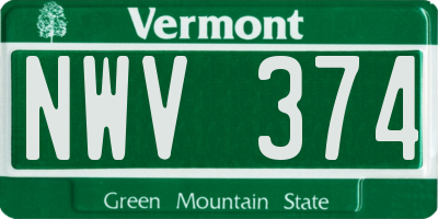 VT license plate NWV374