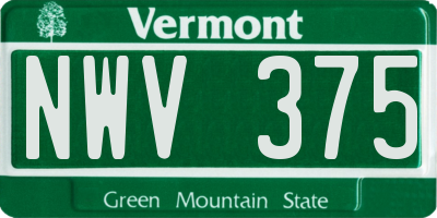 VT license plate NWV375