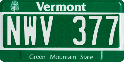 VT license plate NWV377