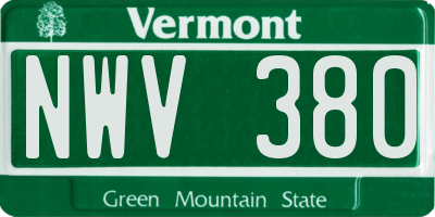 VT license plate NWV380