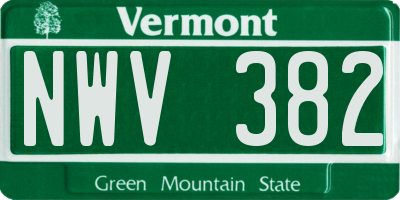 VT license plate NWV382