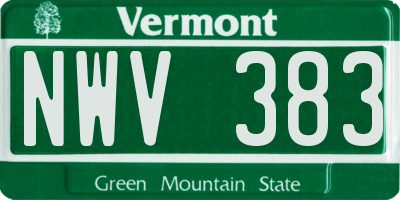 VT license plate NWV383