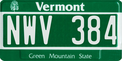 VT license plate NWV384