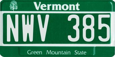 VT license plate NWV385