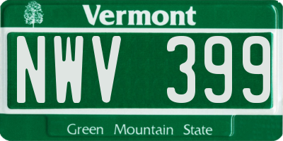 VT license plate NWV399