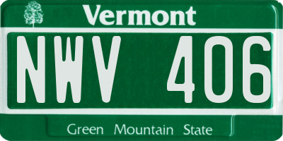 VT license plate NWV406