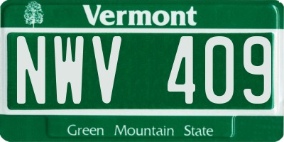 VT license plate NWV409
