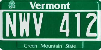 VT license plate NWV412