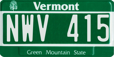 VT license plate NWV415