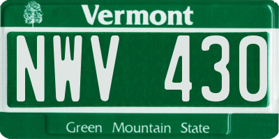 VT license plate NWV430