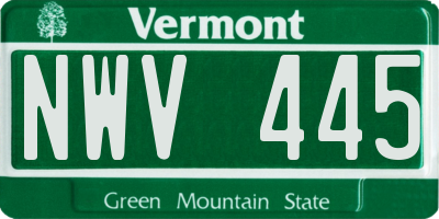 VT license plate NWV445