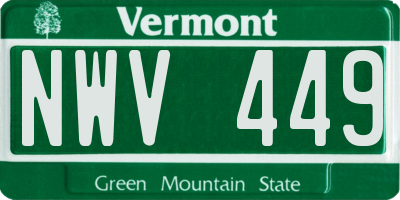 VT license plate NWV449