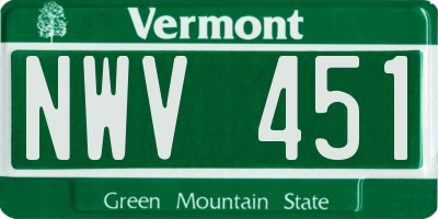 VT license plate NWV451