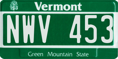 VT license plate NWV453
