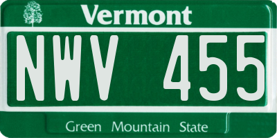 VT license plate NWV455