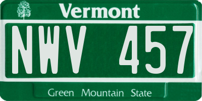 VT license plate NWV457