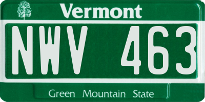 VT license plate NWV463