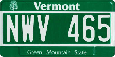 VT license plate NWV465