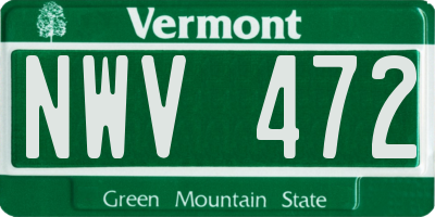 VT license plate NWV472