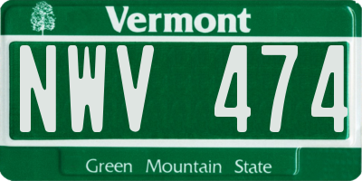 VT license plate NWV474
