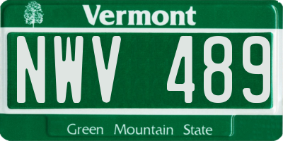 VT license plate NWV489