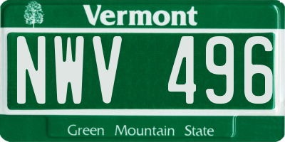 VT license plate NWV496