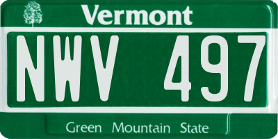 VT license plate NWV497