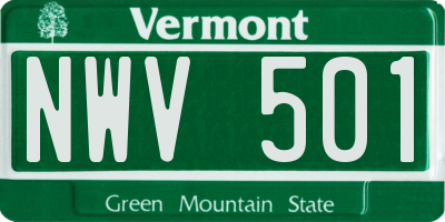 VT license plate NWV501