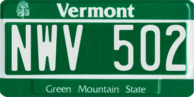 VT license plate NWV502