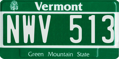 VT license plate NWV513