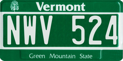 VT license plate NWV524