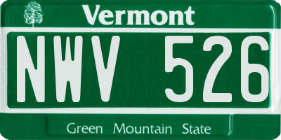 VT license plate NWV526