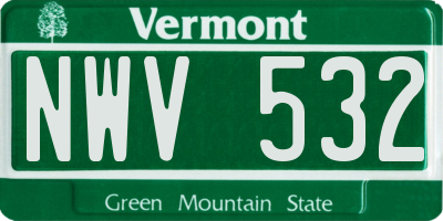 VT license plate NWV532