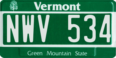 VT license plate NWV534
