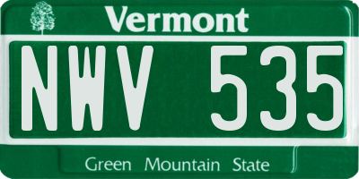 VT license plate NWV535