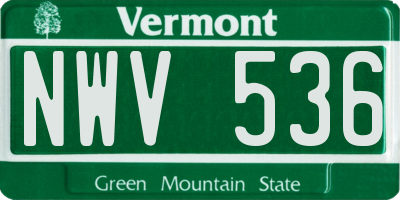VT license plate NWV536