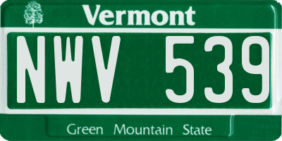 VT license plate NWV539